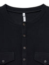 Ribbed henley neck long sleeve t shirt black - NOIRER - BALAAN 10