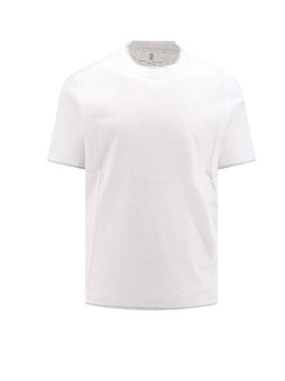 Men's Layered Effect Short Sleeve T-Shirt White - BRUNELLO CUCINELLI - BALAAN 2