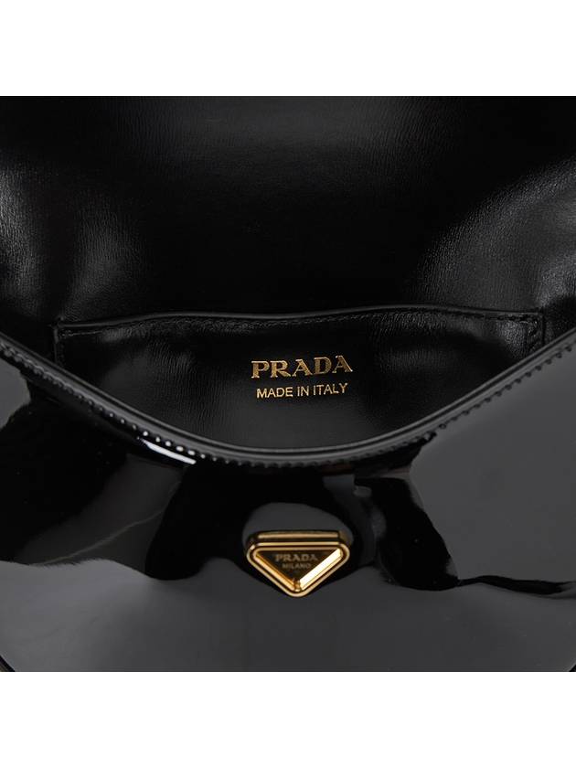 Logo Plaque Leather Cross Bag Black - PRADA - BALAAN 10