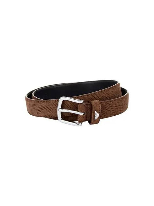 Men s Eagle Logo Dot Pattern Belt Brown 270201 - EMPORIO ARMANI - BALAAN 1