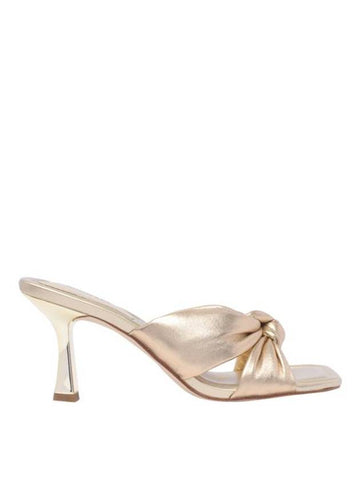 Elena Metallic Leather Sandal Heels Gold - MICHAEL KORS - BALAAN 1