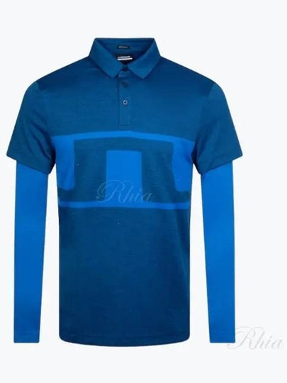 Men's Leon Regular Fit Long Sleeve Polo Shirt Blue - J.LINDEBERG - BALAAN 2