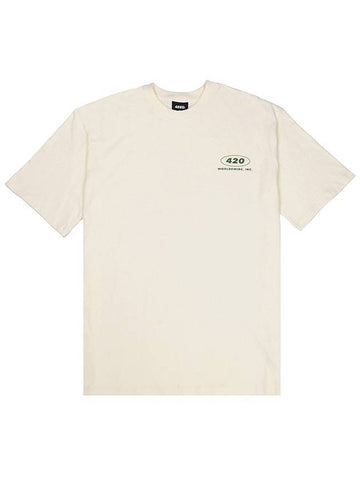 420 Maru Logo Short Sleeve T-Shirt Cream - FOREEDCLUB - BALAAN 1