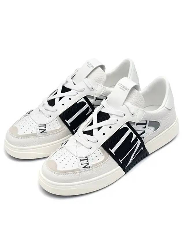 Logo Band VL7N Calfskin Low Top Sneakers Black White - VALENTINO - BALAAN 3