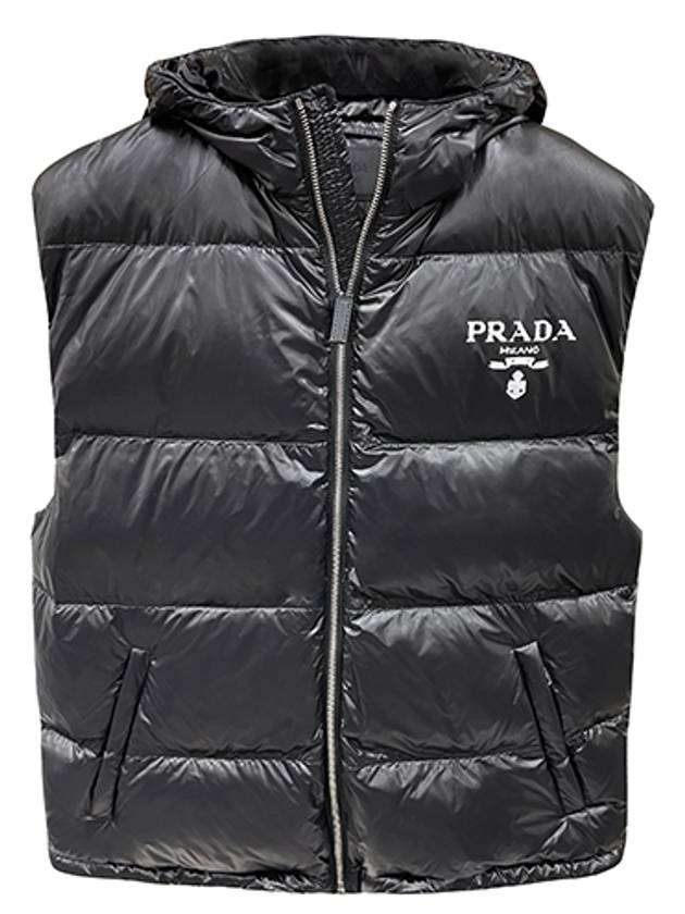 SGC090 11A9 F0002 Logo Printing Nylon Down Padding Vest Black Men s TJ - PRADA - BALAAN 1