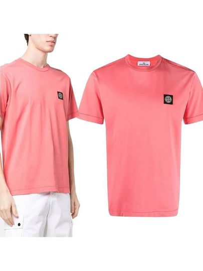 Logo Patch Cotton Short Sleeve T-Shirt Pink - STONE ISLAND - BALAAN 2