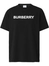 Logo Print Crew Neck Cotton Short Sleeve T-Shirt Black - BURBERRY - BALAAN 3