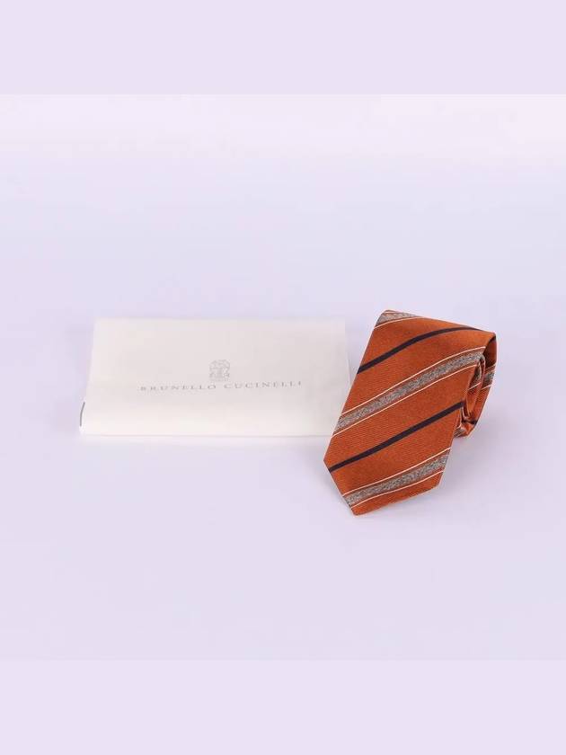 Striped Silk Tie Orange - BRUNELLO CUCINELLI - BALAAN 7