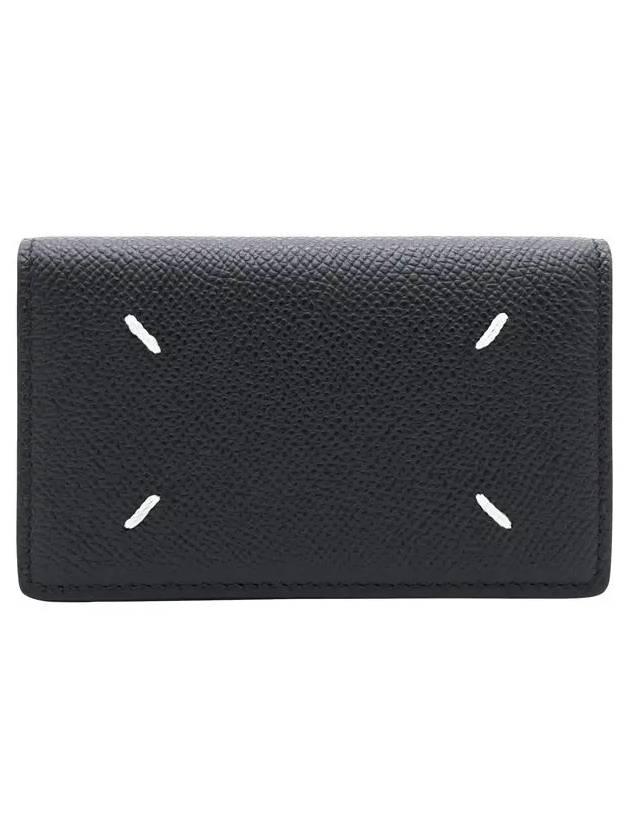 Stitched Leather Card Wallet Black - MAISON MARGIELA - BALAAN 3