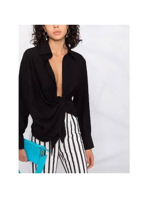 BAHIA Drape Tie Satin Shirt 213SH002 1020BLACK - JACQUEMUS - BALAAN 5