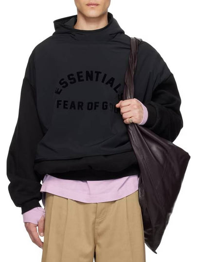 Nylon Fleece Hoodie Black - FEAR OF GOD ESSENTIALS - BALAAN 2