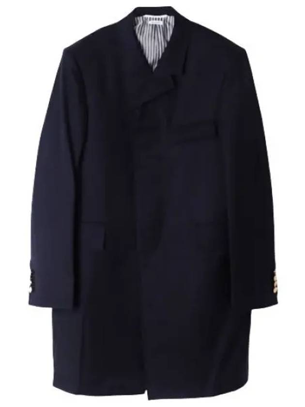 Super 120 count twill classic chesterfield coat men - THOM BROWNE - BALAAN 1