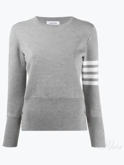 4-Bar Milano Stitch Crew Neck Knit Top Light Grey - THOM BROWNE - BALAAN 2