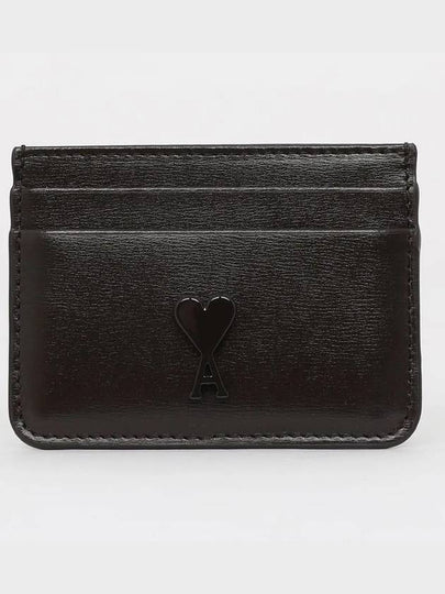 Heart Logo Leather Card Wallet Dark Brown - AMI - BALAAN 2