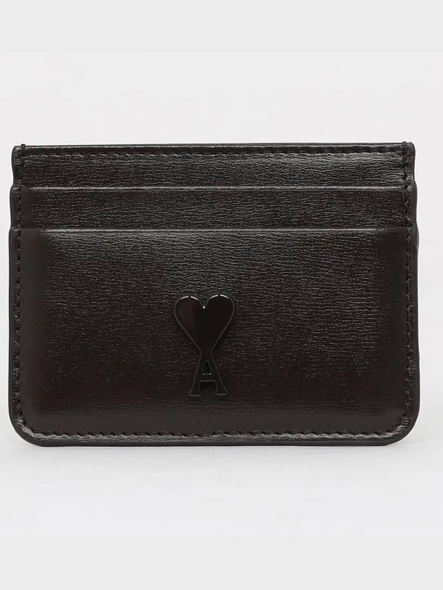 Heart Logo Leather Card Wallet Dark Brown - AMI - BALAAN 4