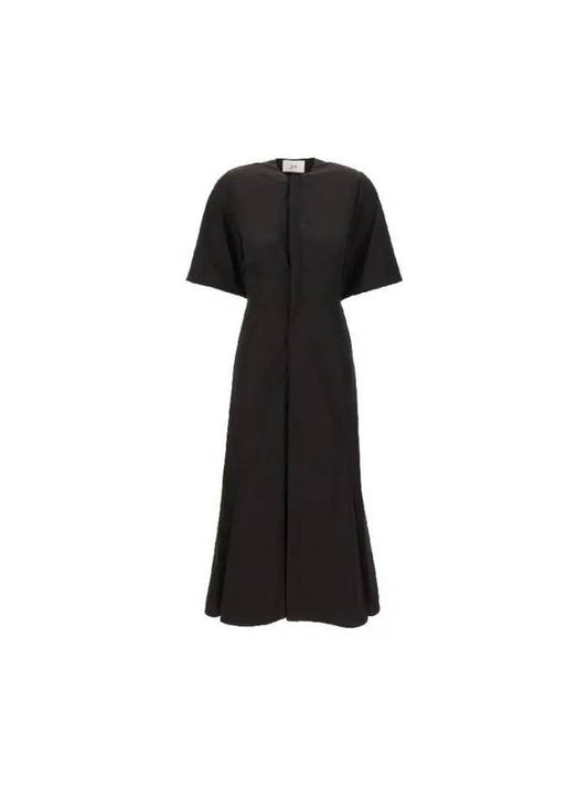 Cotton Short Sleeve Midi Dress Black - AMI - BALAAN 2