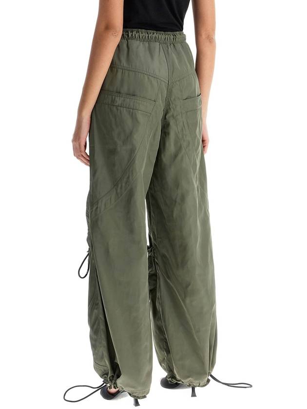 wide leg high-waisted pants with adjustable elastic in military green - THE ATTICO - BALAAN 3