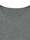 Micro ribbed square neck knit gray - NOIRER - BALAAN 11