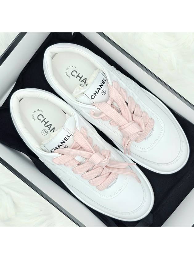 CC Logo Tennis Sneakers White Pink Unisex G39978 - CHANEL - BALAAN 9