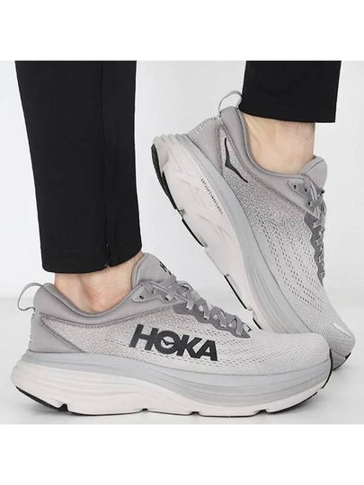 Bondi 8 Wide Low Top Sneakers Grey - HOKA ONE ONE - BALAAN 2