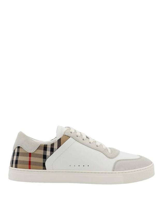 Check Leather Suede Sneakers Natural White Archive Beige - BURBERRY - BALAAN 2