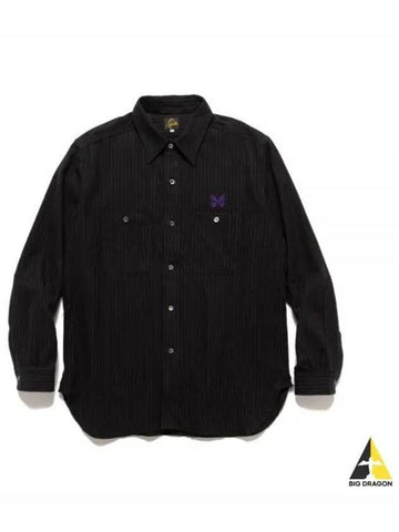 Work Shirt CLW Pin Stripe Twill Black NS230 - NEEDLES - BALAAN 1