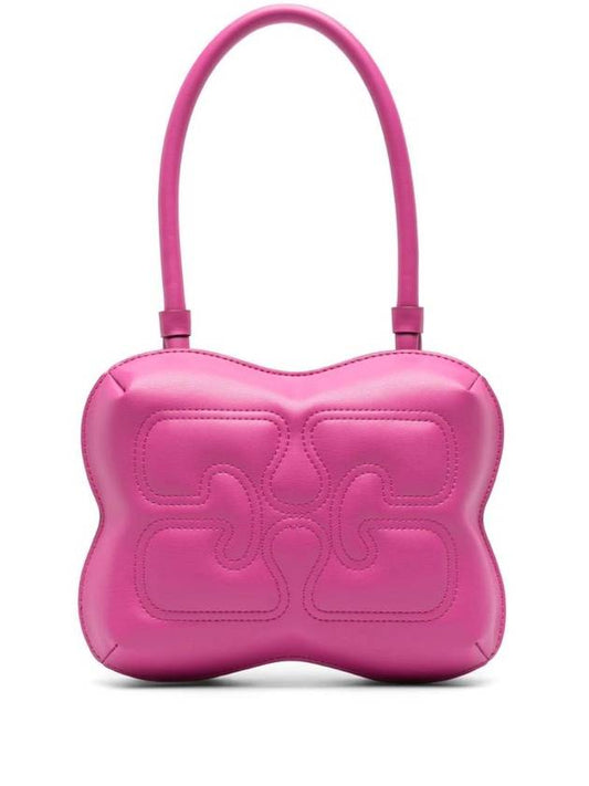 Butterfly Embossed Logo Shoulder Bag Pink - GANNI - BALAAN 1