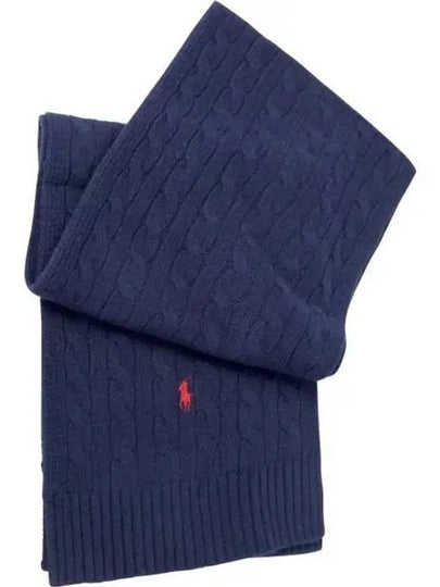 Pony Cable Knit Scarf Navy - POLO RALPH LAUREN - BALAAN 2