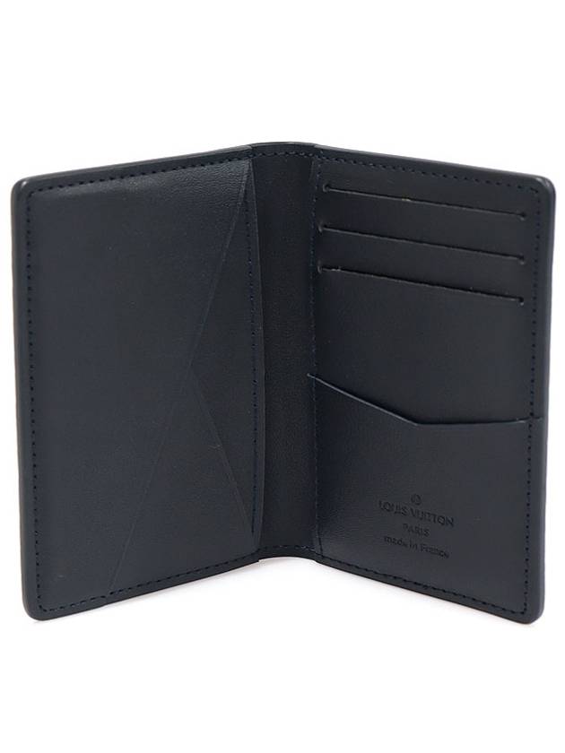 M69979 Ink Blue Grain Calfskin LV Aerogram Pocket Organizer Card Holder - SAINT LAURENT - BALAAN 6