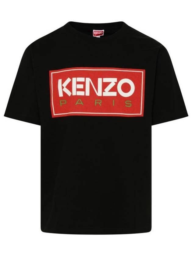 Paris Logo Print Cotton Short Sleeve T-Shirt Black - KENZO - BALAAN 2