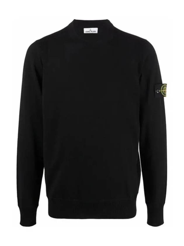 Light Wool Crewneck Knit Top Black - STONE ISLAND - BALAAN 2