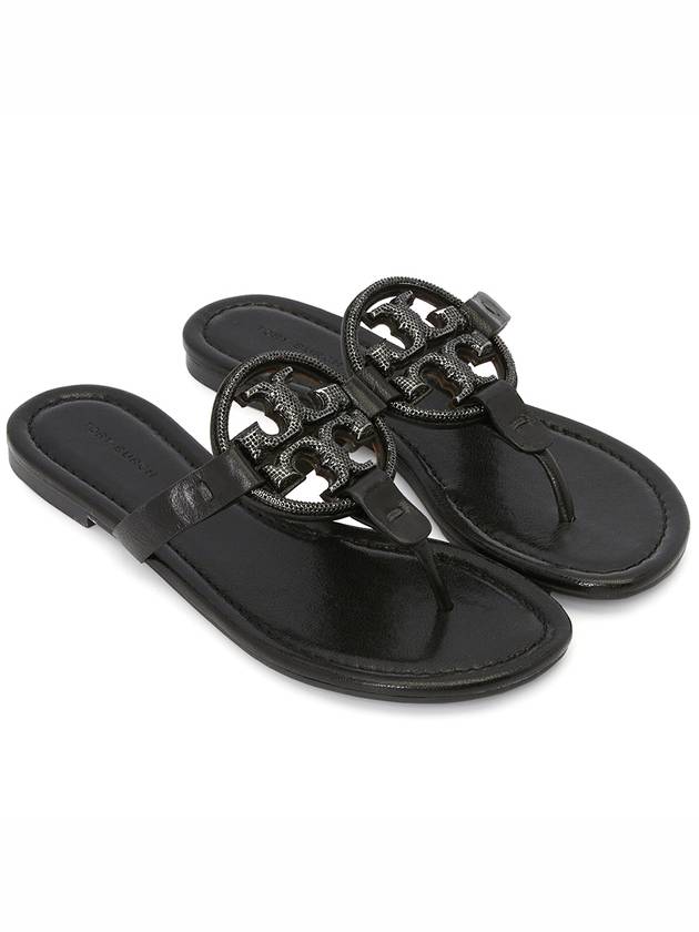 Women's Miller Leather Flip Flops Black - TORY BURCH - BALAAN.