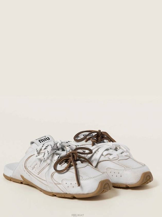 New Balance Miu Bleached Leather Mules - MIU MIU - BALAAN 1