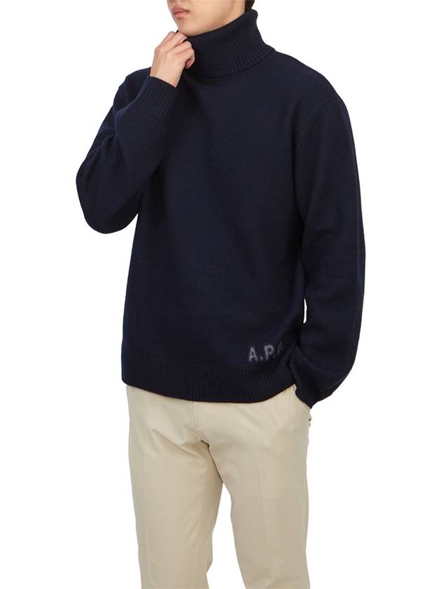 Walter Logo Merino Wool Turtleneck Dark Navy Blue - A.P.C. - BALAAN 5