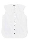 Ruffle Collar Button Sleeveless Shirt White - GANNI - BALAAN 2