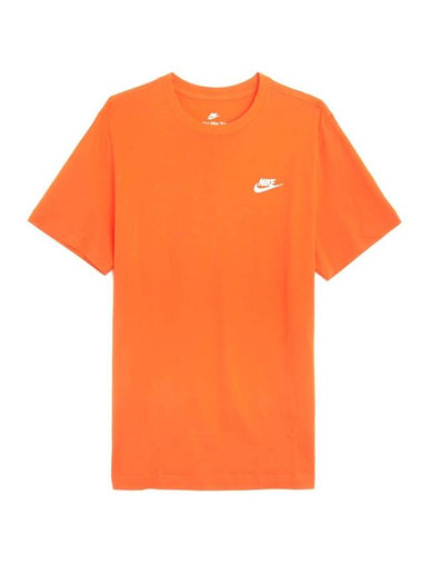 NSW Club French Terry Short Sleeve T-Shirt Orange - NIKE - BALAAN 1