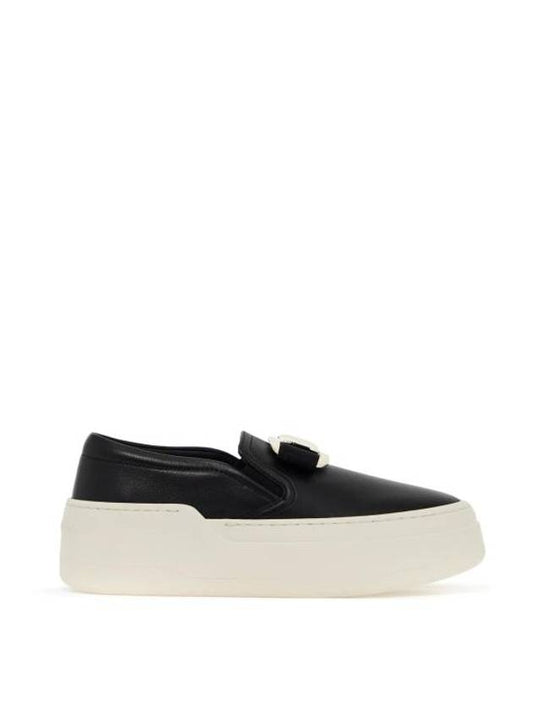 Vara Bow Plate Slip-Ons Black - SALVATORE FERRAGAMO - BALAAN 1