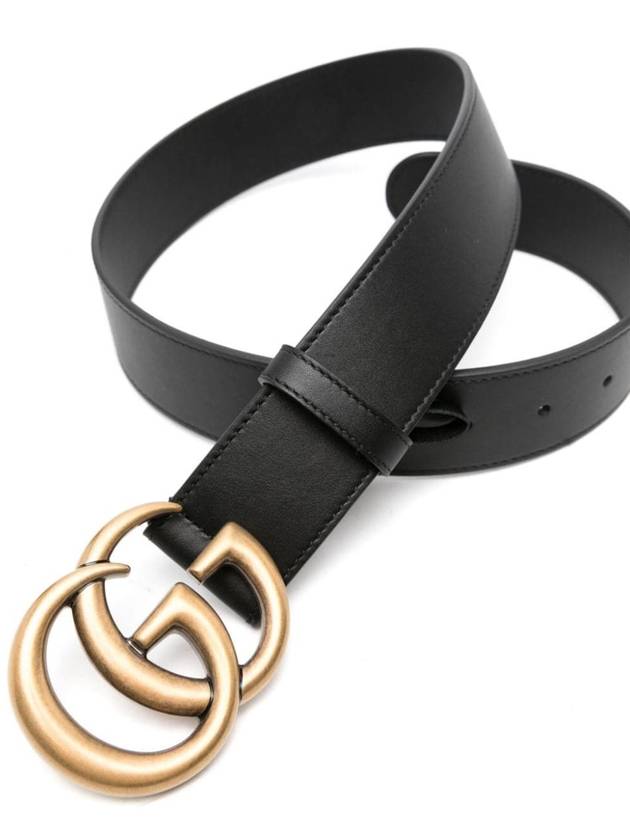 GG Marmont Buckle Leather Belt Black - GUCCI - BALAAN 3