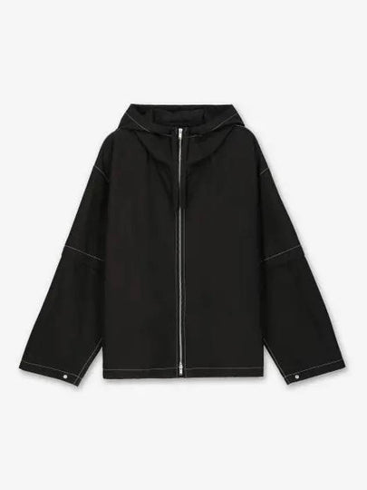 Contrast Stitch Hooded Jacket Black - JIL SANDER - BALAAN 2