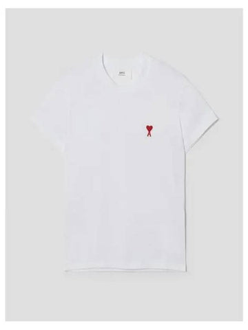 Crew neck t shirt heart embroidery white domestic product GM0023010324873 - AMI - BALAAN 1