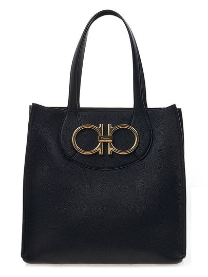 Maxi Gancio Tote Bag Black - SALVATORE FERRAGAMO - BALAAN 2