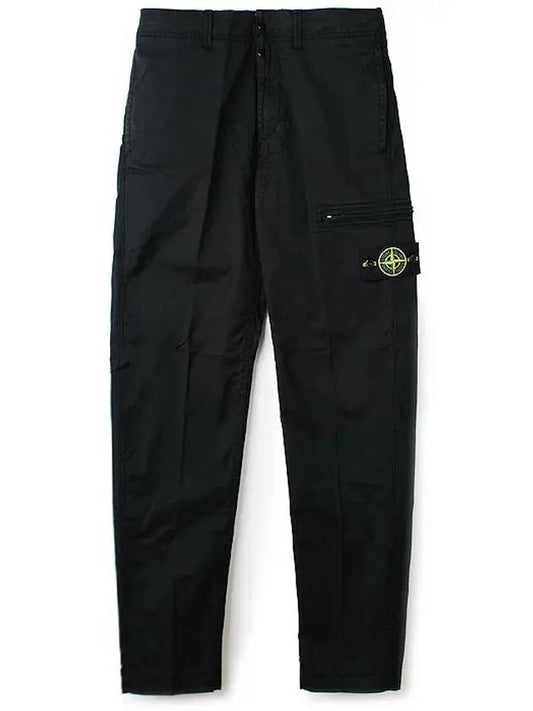 Cotton Canvas Straight Pants Black - STONE ISLAND - BALAAN 2