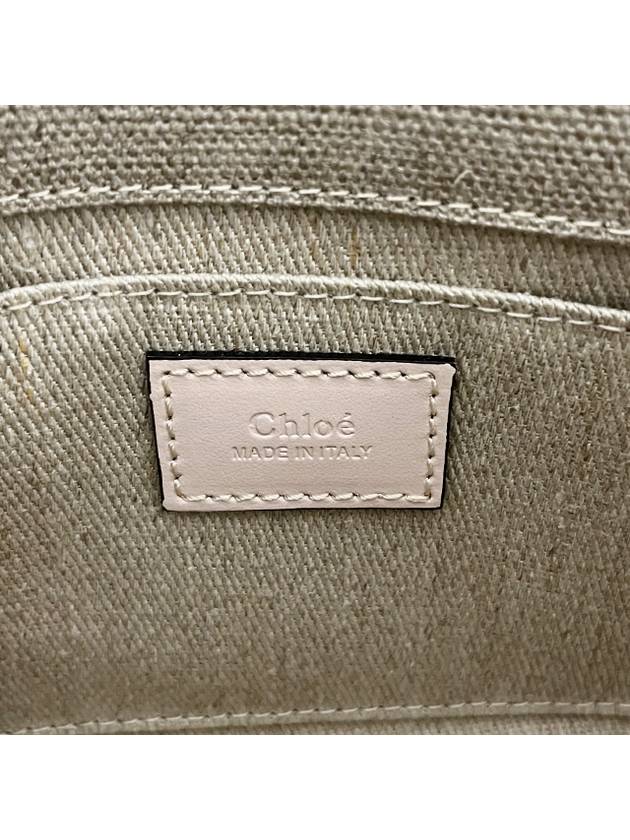 Woody Linen Canvas Calfskin Tote Bag Cement Pink - CHLOE - BALAAN 10