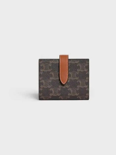 Triomphe Canvas Lambskin Small Strap Half Wallet Tan - CELINE - BALAAN 2