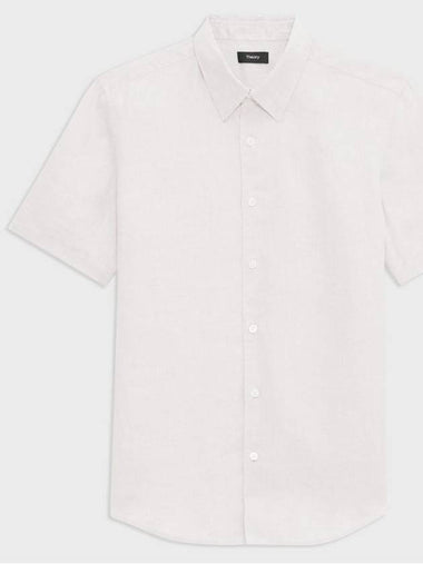 Relaxed linen Irving short sleeve shirt - THEORY - BALAAN 1