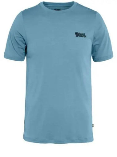 Men's Abisko Wool Logo Short Sleeve T-Shirt Dawn Blue - FJALL RAVEN - BALAAN 1