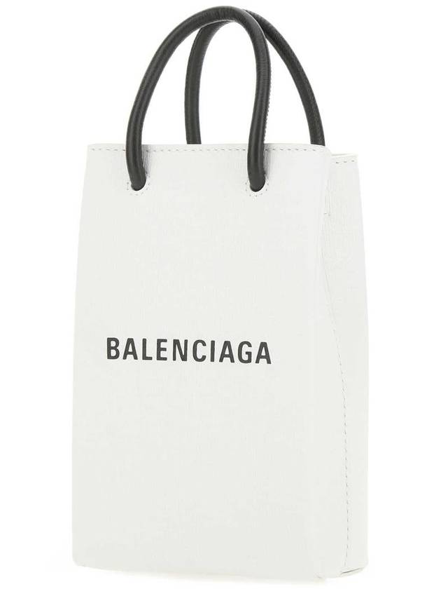 Logo Leather Phone Holder Mini Bag White - BALENCIAGA - BALAAN 3