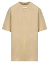 Triangle Logo Short Sleeve T-Shirt Beige - PRADA - BALAAN 2