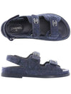 Women's CC Logo Velvet Velcro Sandals Blue Navy - CHANEL - BALAAN 2