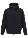 Men's Wappen Patch Softshell Zip Up Hoodie Black - STONE ISLAND - BALAAN 2